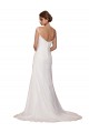 Sleeveless V-Neck Soft Chiffon Ivory Chapel Train Wedding Dress Bath