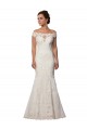 Cap Sleeves Off the Shoulder Lace Ivory Chapel Train Boho Wedding Dress Bath