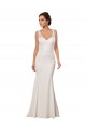 Sleeveless V-Neck Lace & Stretch Crepe Ivory Chapel Train Sexy Wedding Dress Bath