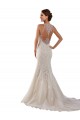 Sleeveless Sweetheart Lace Ivory Chapel Train Bridal Gown Bath