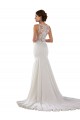 Sleeveless Sweetheart Lace & Stretch Crepe Ivory Sweep Train Modern Wedding Dress Bath