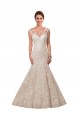 Cap Sleeves Illusion Neck Lace White Chapel Train Wedding Dress Bath