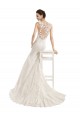 Sleeveless Illusion Neck Lace Ivory Mermaid Chapel Train Wedding Dress Bath
