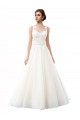Sleeveless Illusion Neck Tulle & Lace Ivory Cathedral Train Beach Wedding Dress Bath