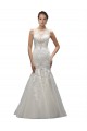 Sleeveless Illusion Neck Tulle & Lace Ivory Sweep Train Wedding Dress Bath
