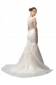 Sleeveless Illusion Neck Tulle & Lace Ivory Sweep Train Wedding Dress Bath