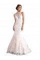 Sleeveless Illusion Neck Tulle & Lace Ivory & Champagne Cathedral Train Wedding Dress Bath