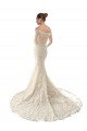 Long Sleeves Off the Shoulder Tulle & Lace Ivory & Champagne Chapel Train Wedding Dress Bath