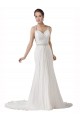 Sleeveless Sweetheart Soft Chiffon White Chapel Train Beach Wedding Dress Bath