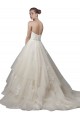 Sleeveless Strapless Tulle & Lace Ivory Chapel Train Wedding Dress Bath