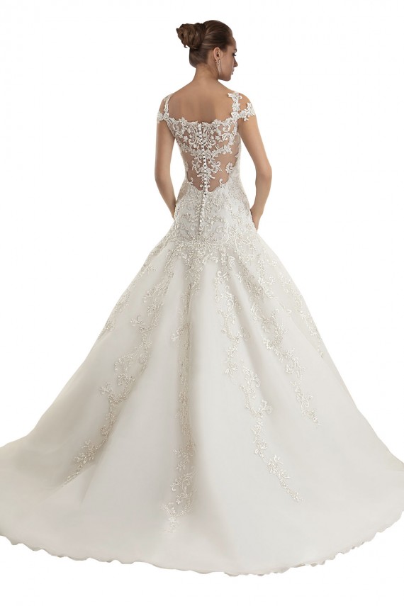Sleeveless Off the Shoulder Tulle & Lace Ivory Sweep Train Wedding Dress Bath