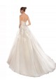Sleeveless Strapless Tulle & Lace Ivory & Champagne Chapel Train Wedding Dress Bath