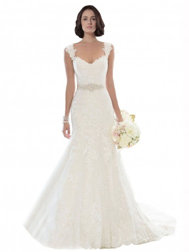 Sleeveless Off the Shoulder Lace White Chapel Train Beach Wedding Dress Bath