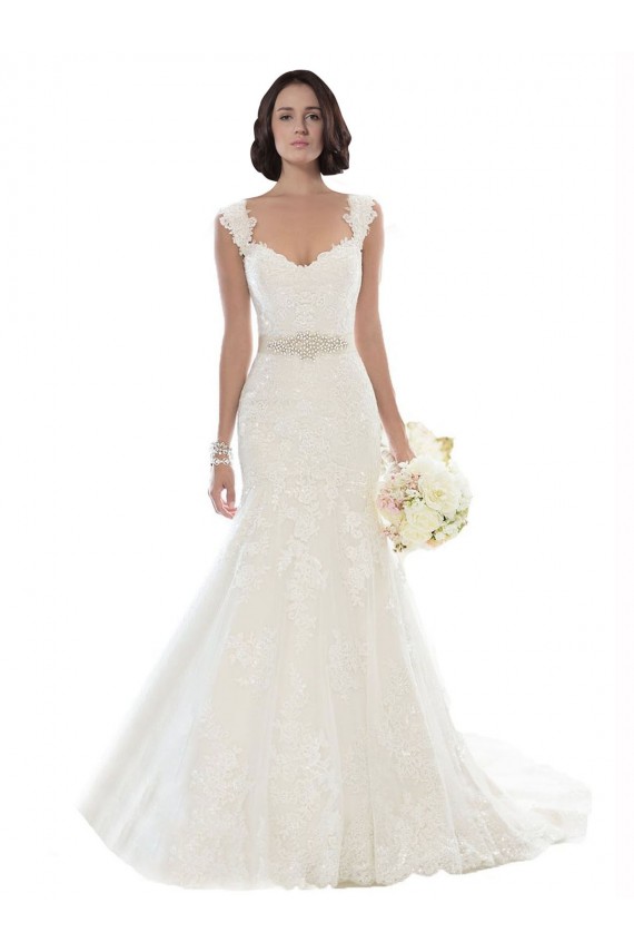 Sleeveless Off the Shoulder Lace White Chapel Train Beach Wedding Dress Bath