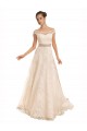 Sleeveless Off the Shoulder Lace Ivory A-Line Chapel Train Beach Wedding Dress Bath