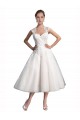 Sleeveless Sweetheart Tulle & Lace Ivory Tea Length Beach Wedding Dress Bath