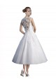 Sleeveless Sweetheart Tulle & Lace Ivory Tea Length Beach Wedding Dress Bath