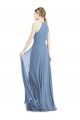 Sleeveless Halter Neck Soft Chiffon Dusty Blue Long Semi Formal Evening Dress / Bridesmaid Dress Bath