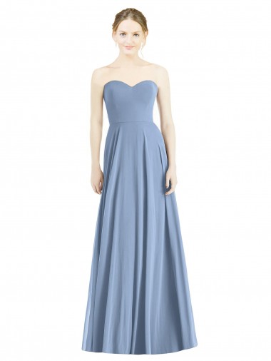 Sleeveless Sweetheart Soft Chiffon Dusty Blue Long Evening Dress / Bridesmaid Dress Bath