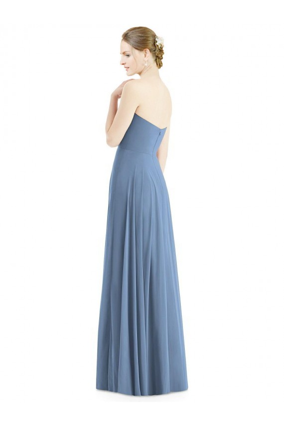 Sleeveless Sweetheart Soft Chiffon Dusty Blue Long Evening Dress / Bridesmaid Dress Bath