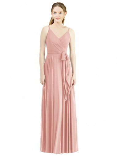 Sleeveless V-Neck Soft Chiffon Bliss Pink Long Formal Dress / Bridesmaid Dress Bath