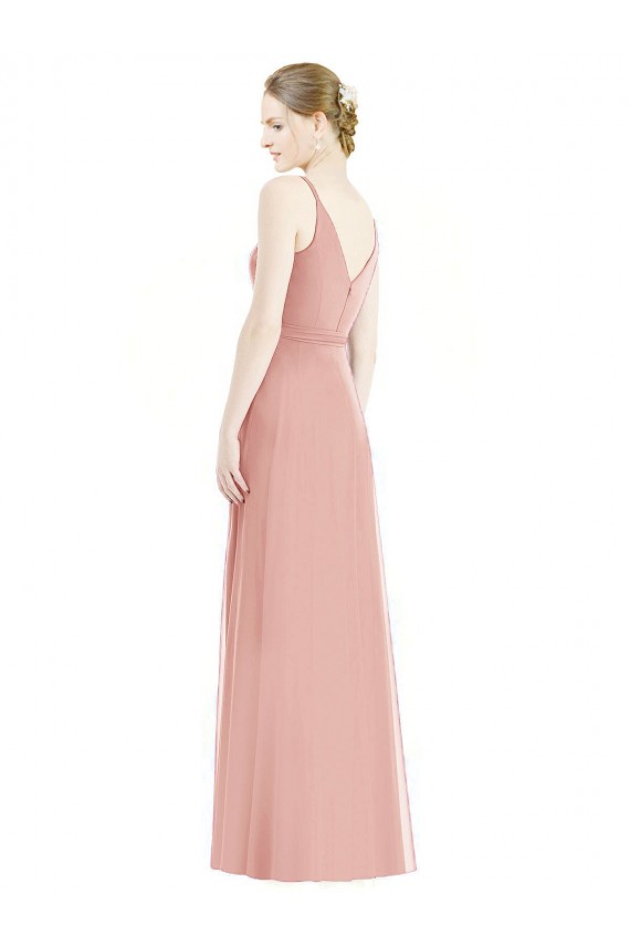 Sleeveless V-Neck Soft Chiffon Bliss Pink Long Formal Dress / Bridesmaid Dress Bath