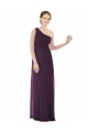 Sleeveless One Shoulder Soft Chiffon Grape Long Evening Dress / Bridesmaid Dress Bath