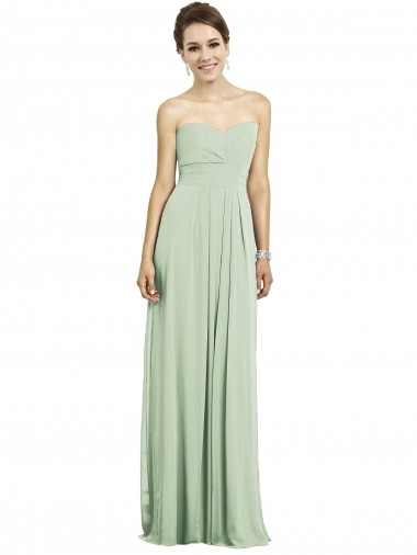 Sleeveless Sweetheart Soft Chiffon Sage Long Bridesmaid Dress Bath