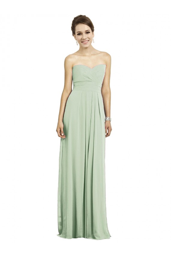 Sleeveless Sweetheart Soft Chiffon Sage Long Bridesmaid Dress Bath