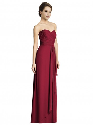 Sleeveless Sweetheart Soft Chiffon Burgundy A-Line Long Formal Dress / Bridesmaid Dress Bath