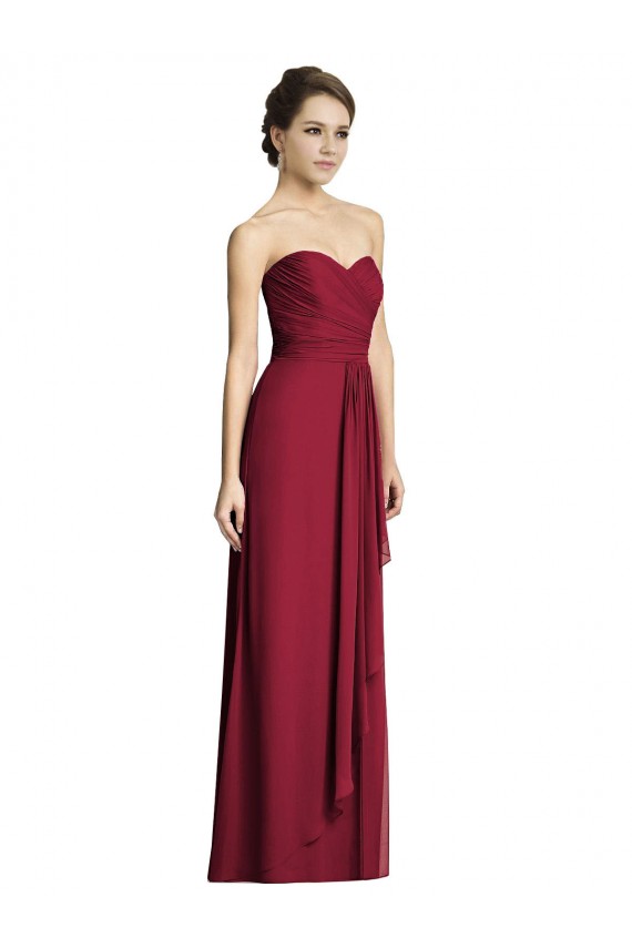 Sleeveless Sweetheart Soft Chiffon Burgundy A-Line Long Formal Dress / Bridesmaid Dress Bath