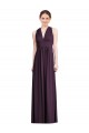 Sleeveless V-Neck Soft Chiffon Grape Long Bridesmaid Dress Bath