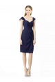 Cap Sleeves Sweetheart Soft Chiffon Dark Navy Knee Length Bridesmaid Dress Bath