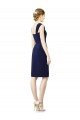 Cap Sleeves Sweetheart Soft Chiffon Dark Navy Knee Length Bridesmaid Dress Bath