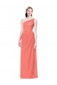Sleeveless One Shoulder Soft Chiffon Coral Long Bridesmaid Dress Bath