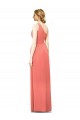 Sleeveless One Shoulder Soft Chiffon Coral Long Bridesmaid Dress Bath