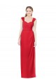 Cap Sleeves Sweetheart Soft Chiffon Red Long Formal Dress / Bridesmaid Dress Bath