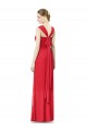 Cap Sleeves Sweetheart Soft Chiffon Red Long Formal Dress / Bridesmaid Dress Bath