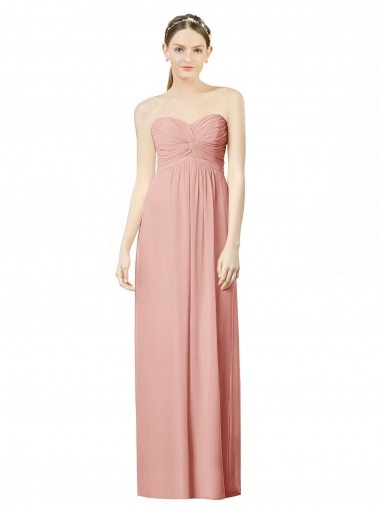 Sleeveless Sweetheart Soft Chiffon Bliss Pink Long Bridesmaid Dress Bath