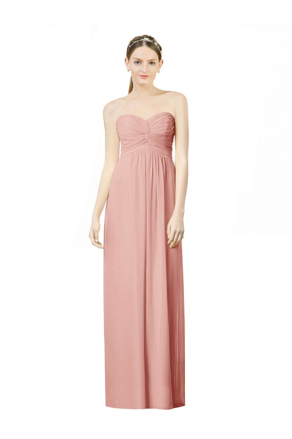 Sleeveless Sweetheart Soft Chiffon Bliss Pink Long Bridesmaid Dress Bath