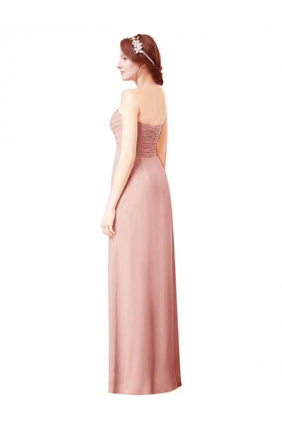 Sleeveless Sweetheart Soft Chiffon Bliss Pink Long Bridesmaid Dress Bath