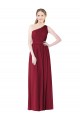 Sleeveless One Shoulder Soft Chiffon Burgundy Long Bridesmaid Gown Bath