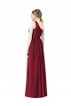 Sleeveless One Shoulder Soft Chiffon Burgundy Long Bridesmaid Gown Bath