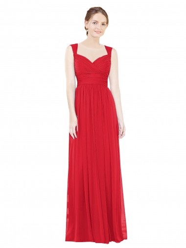 Sleeveless Sweetheart Chiffon Red Long Bridesmaid Dress / Evening Dress Bath