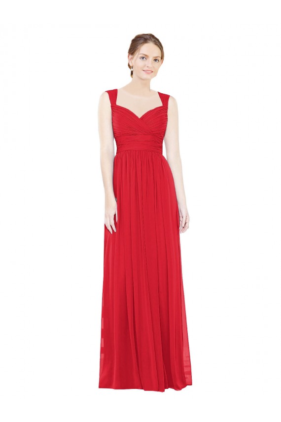 Sleeveless Sweetheart Chiffon Red Long Bridesmaid Dress / Evening Dress Bath
