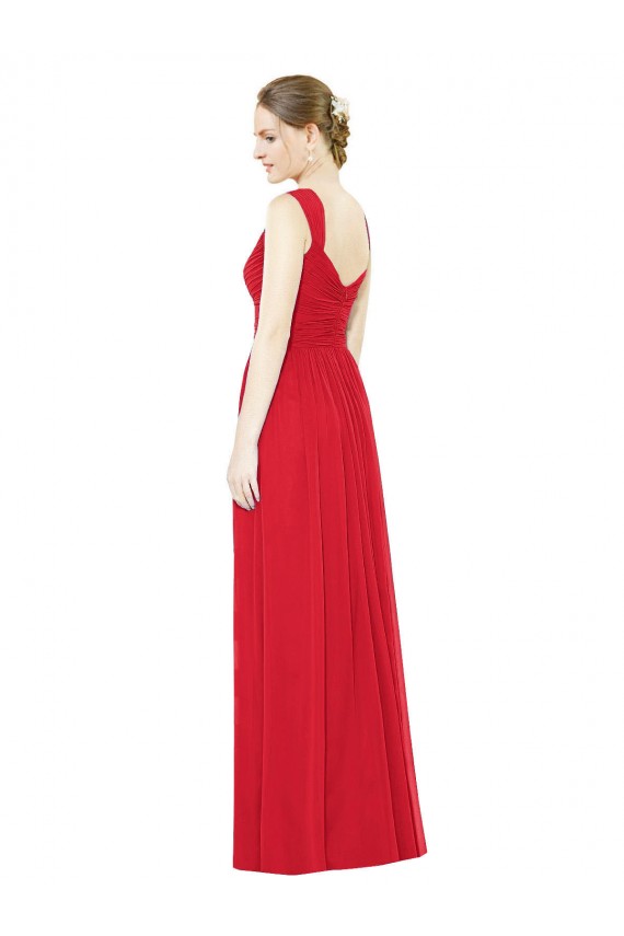 Sleeveless Sweetheart Chiffon Red Long Bridesmaid Dress / Evening Dress Bath