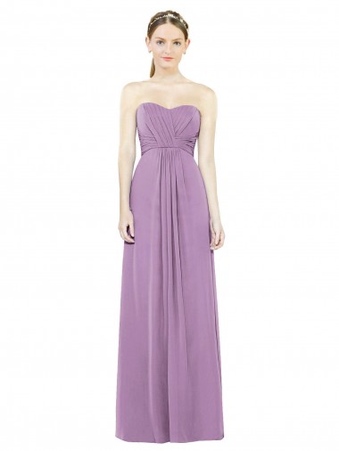 Sleeveless Sweetheart Soft Chiffon Dark Lavender Long Bridesmaid Dress Bath