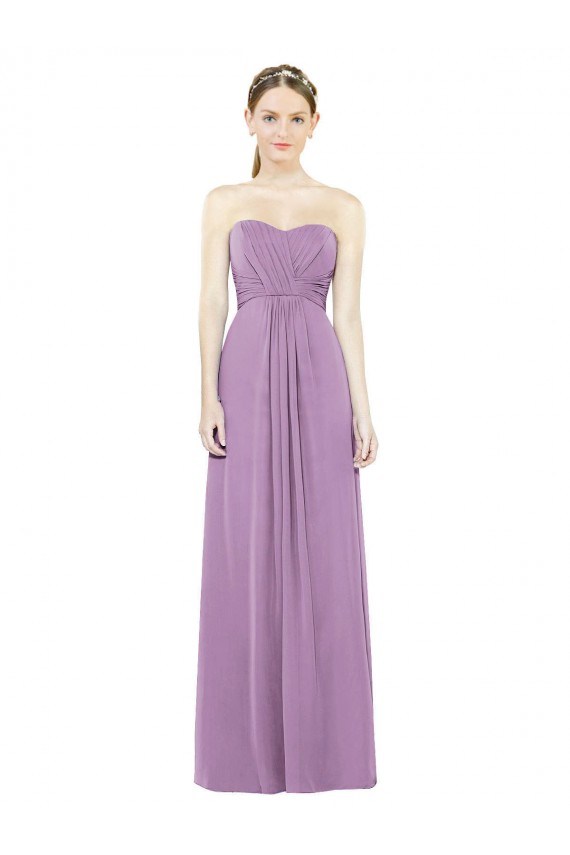 Sleeveless Sweetheart Soft Chiffon Dark Lavender Long Bridesmaid Dress Bath