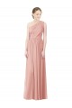 Sleeveless One Shoulder Soft Chiffon Bliss Pink Long Bridesmaid Dress Bath