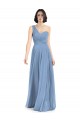 Sleeveless One Shoulder Soft Chiffon Dusty Blue Long Formal Dress / Bridesmaid Dress Bath